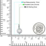 Leverback Round Hoop Earrings Cubic Zirconia 925 Sterling Silver