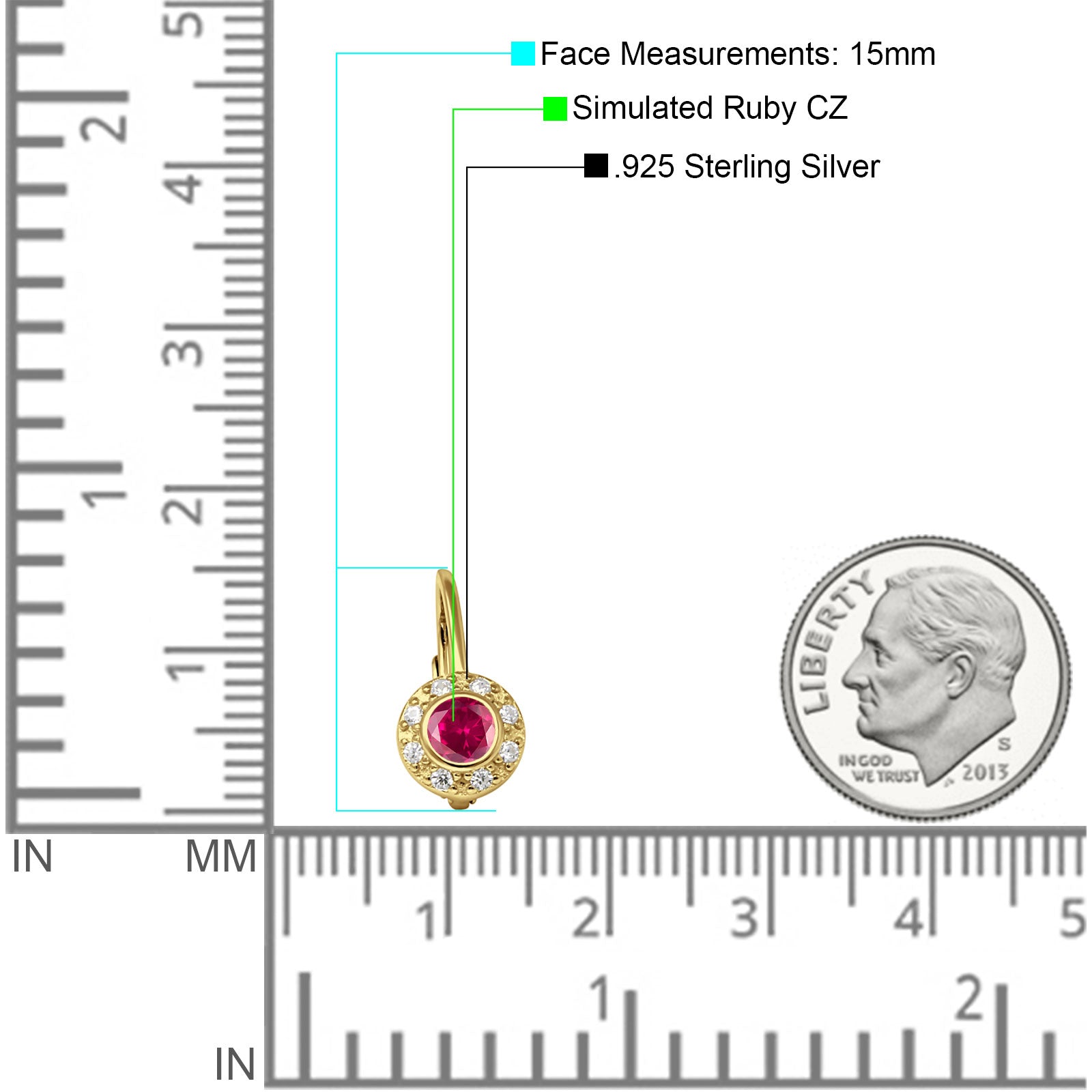 Leverback Round Hoop Earrings Cubic Zirconia 925 Sterling Silver