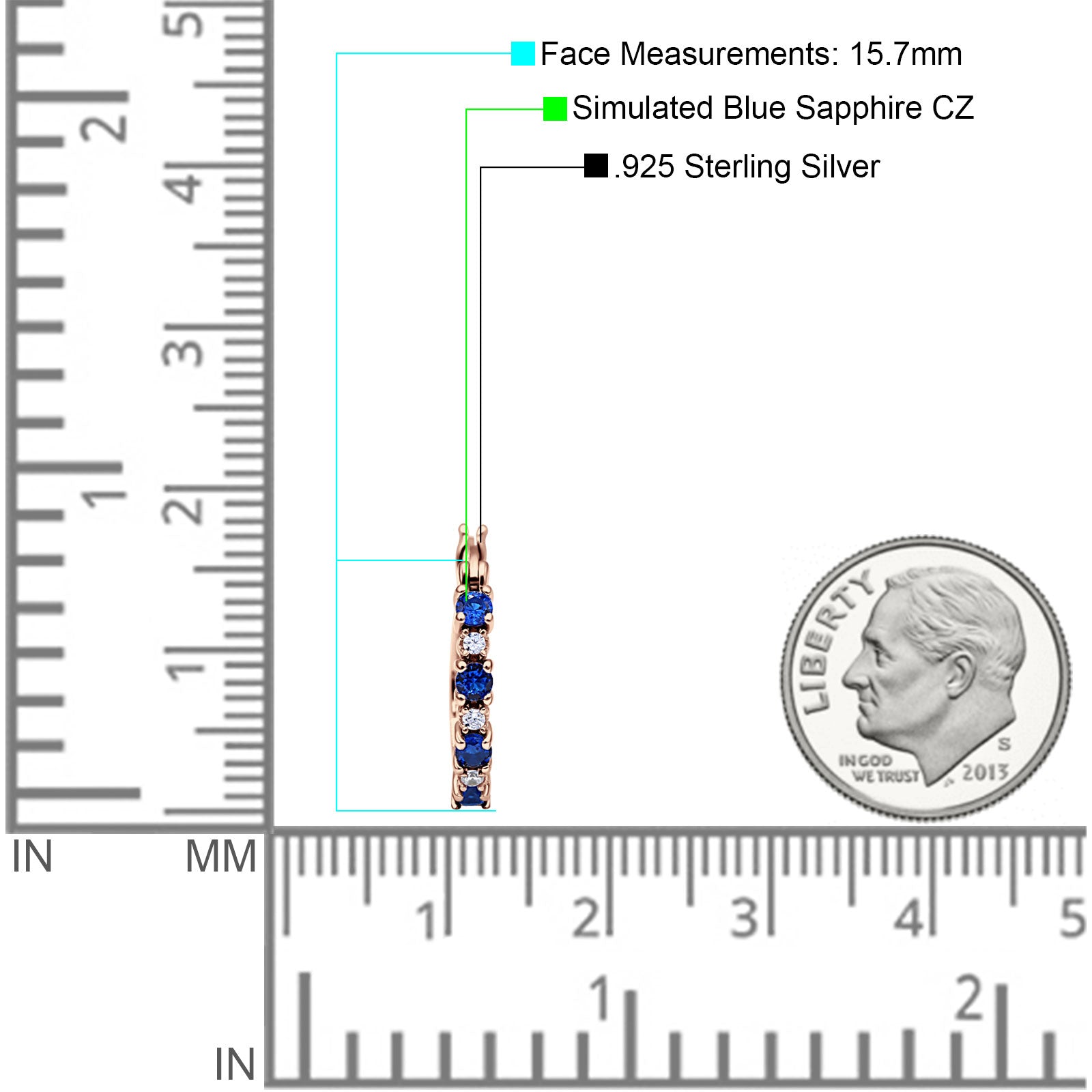 Half Eternity Huggie Hoop Earrings Cubic Zirconia 925 Sterling Silver