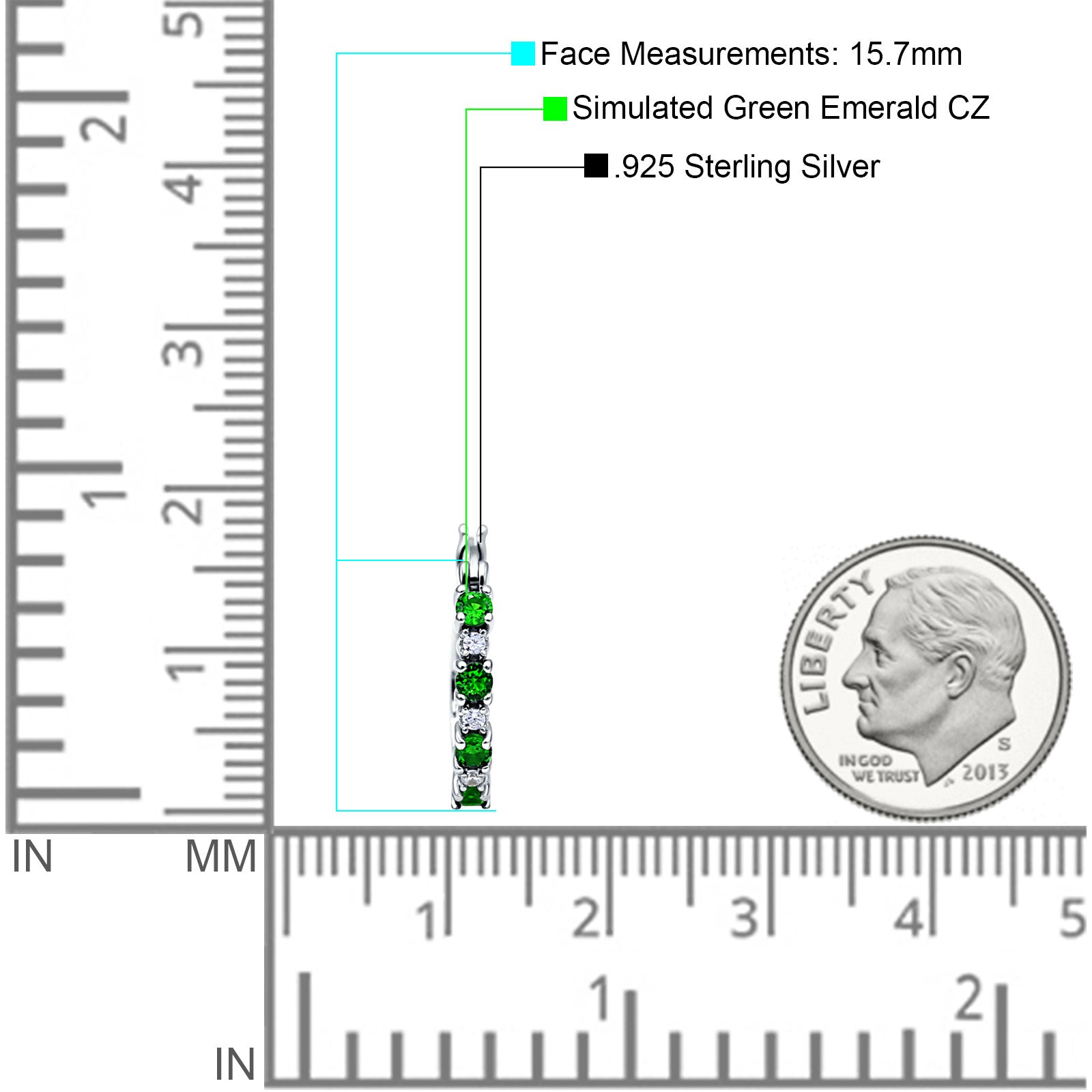 Half Eternity Huggie Hoop Earrings Cubic Zirconia 925 Sterling Silver