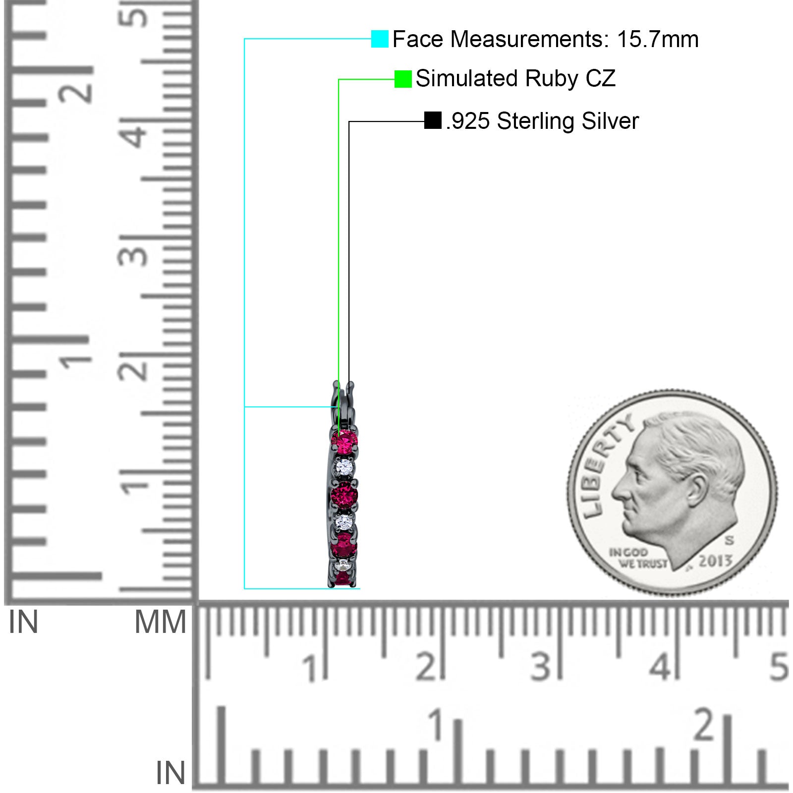 Half Eternity Huggie Hoop Earrings Cubic Zirconia 925 Sterling Silver