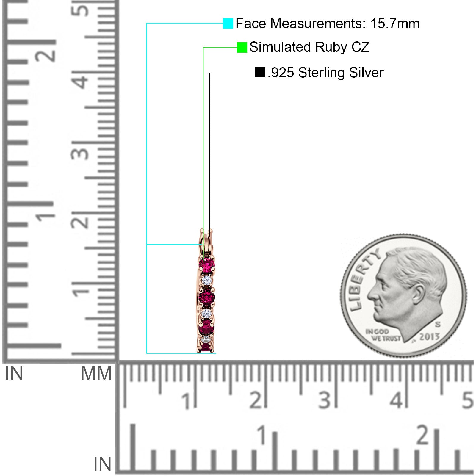 Half Eternity Huggie Hoop Earrings Cubic Zirconia 925 Sterling Silver