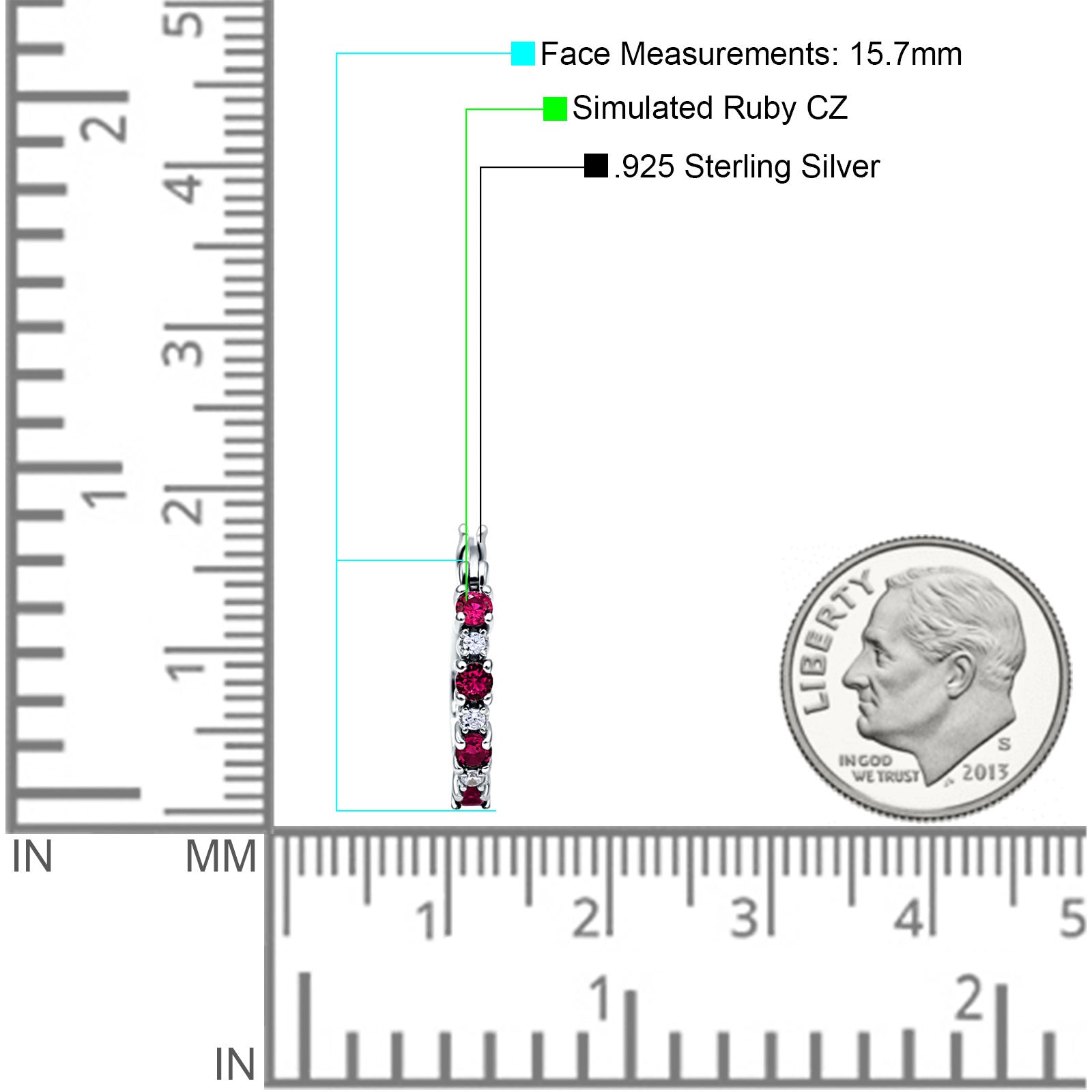 Half Eternity Huggie Hoop Earrings Cubic Zirconia 925 Sterling Silver