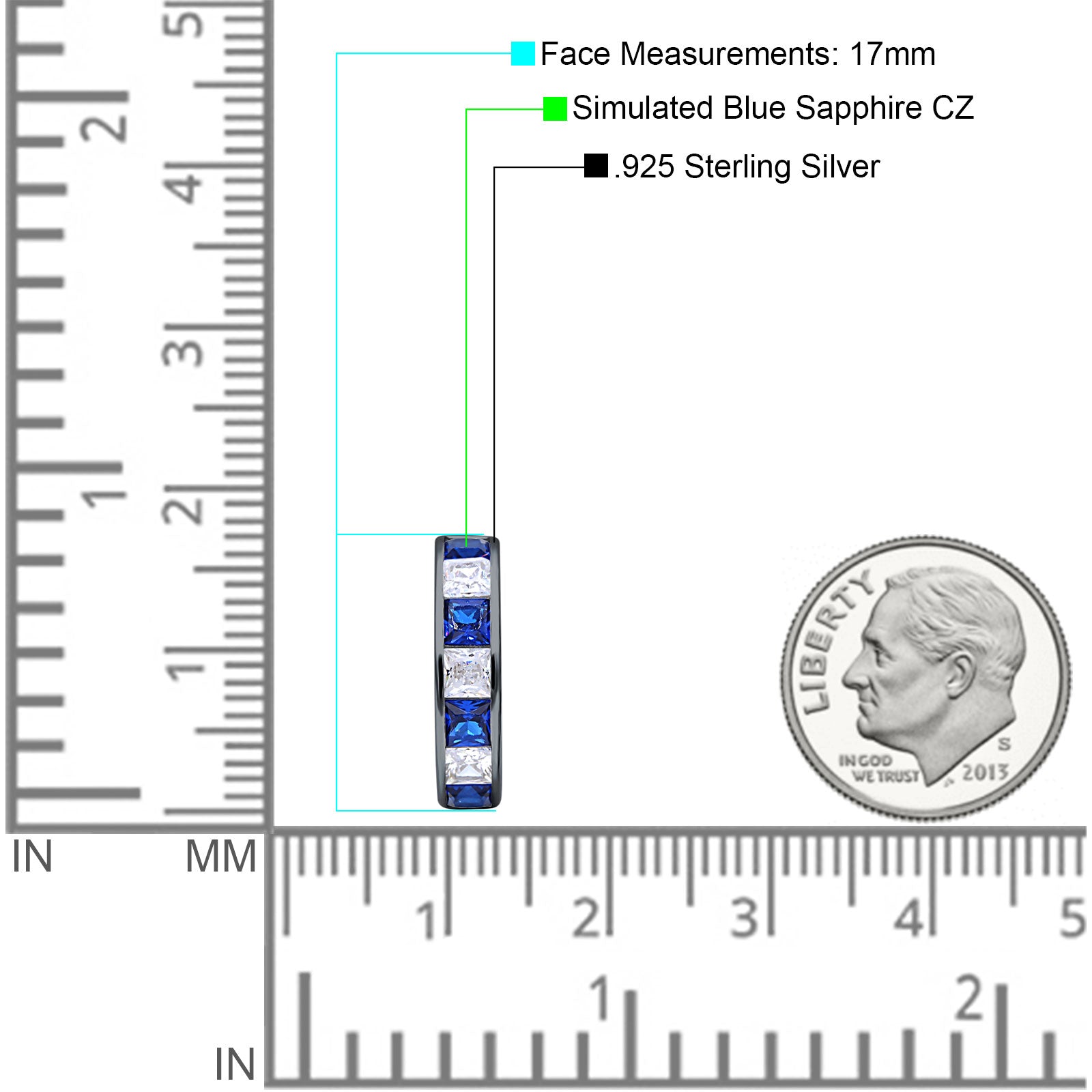 Minimalist Princess Huggie Hoop Earrings Cubic Zirconia 925 Sterling Silver