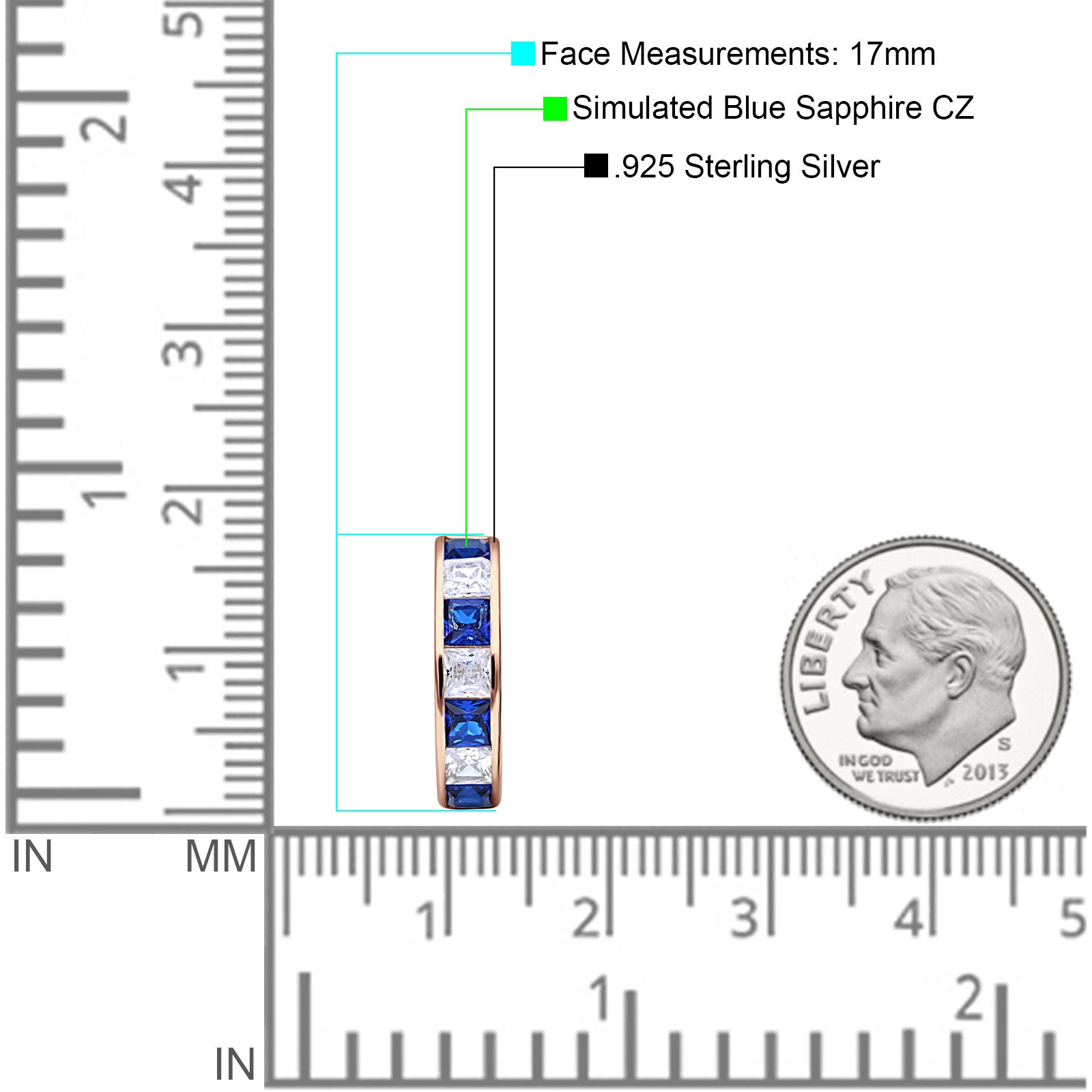Minimalist Princess Huggie Hoop Earrings Cubic Zirconia 925 Sterling Silver