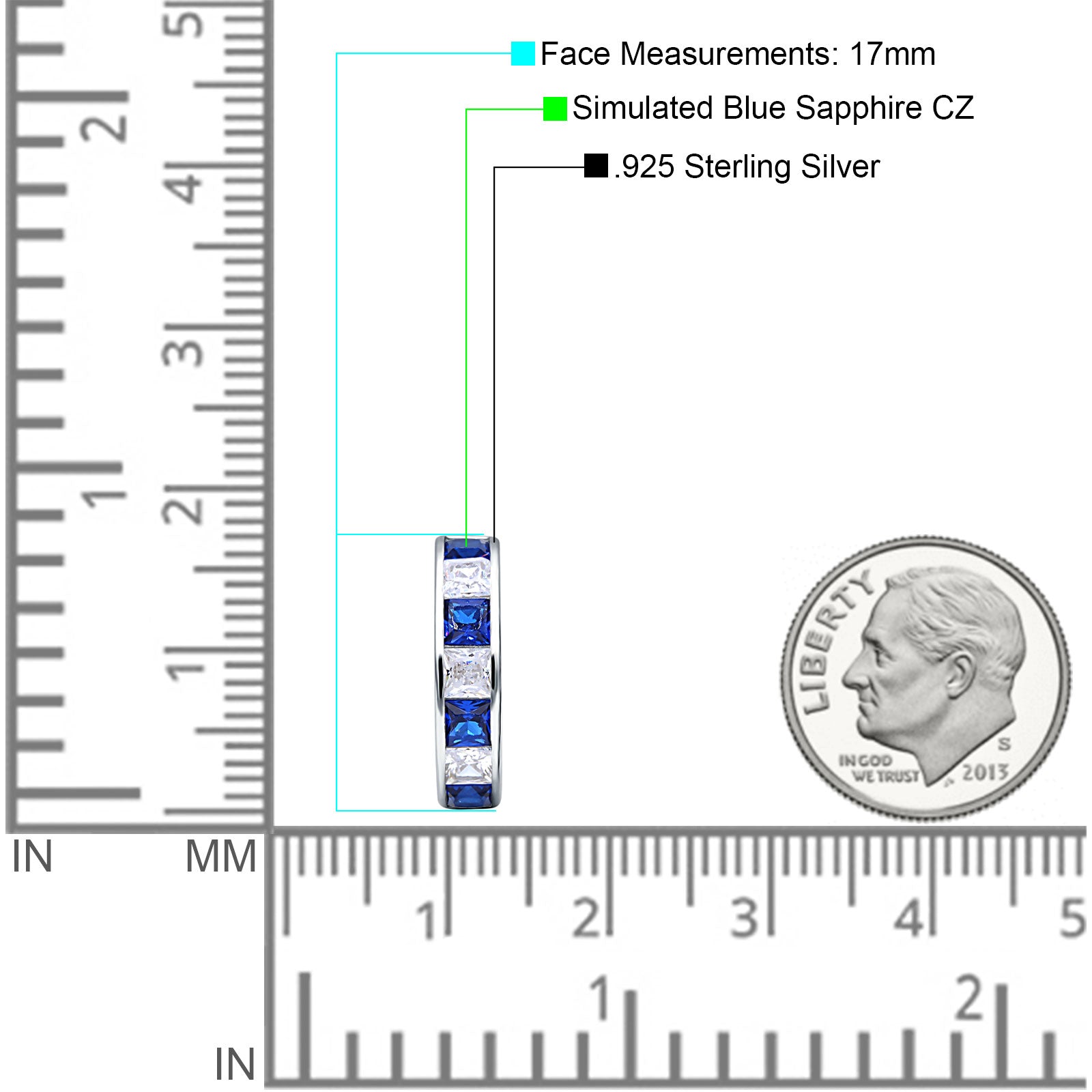 Minimalist Princess Huggie Hoop Earrings Cubic Zirconia 925 Sterling Silver
