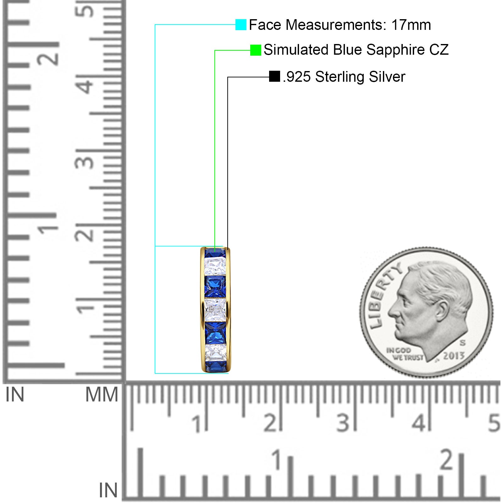 Minimalist Princess Huggie Hoop Earrings Cubic Zirconia 925 Sterling Silver