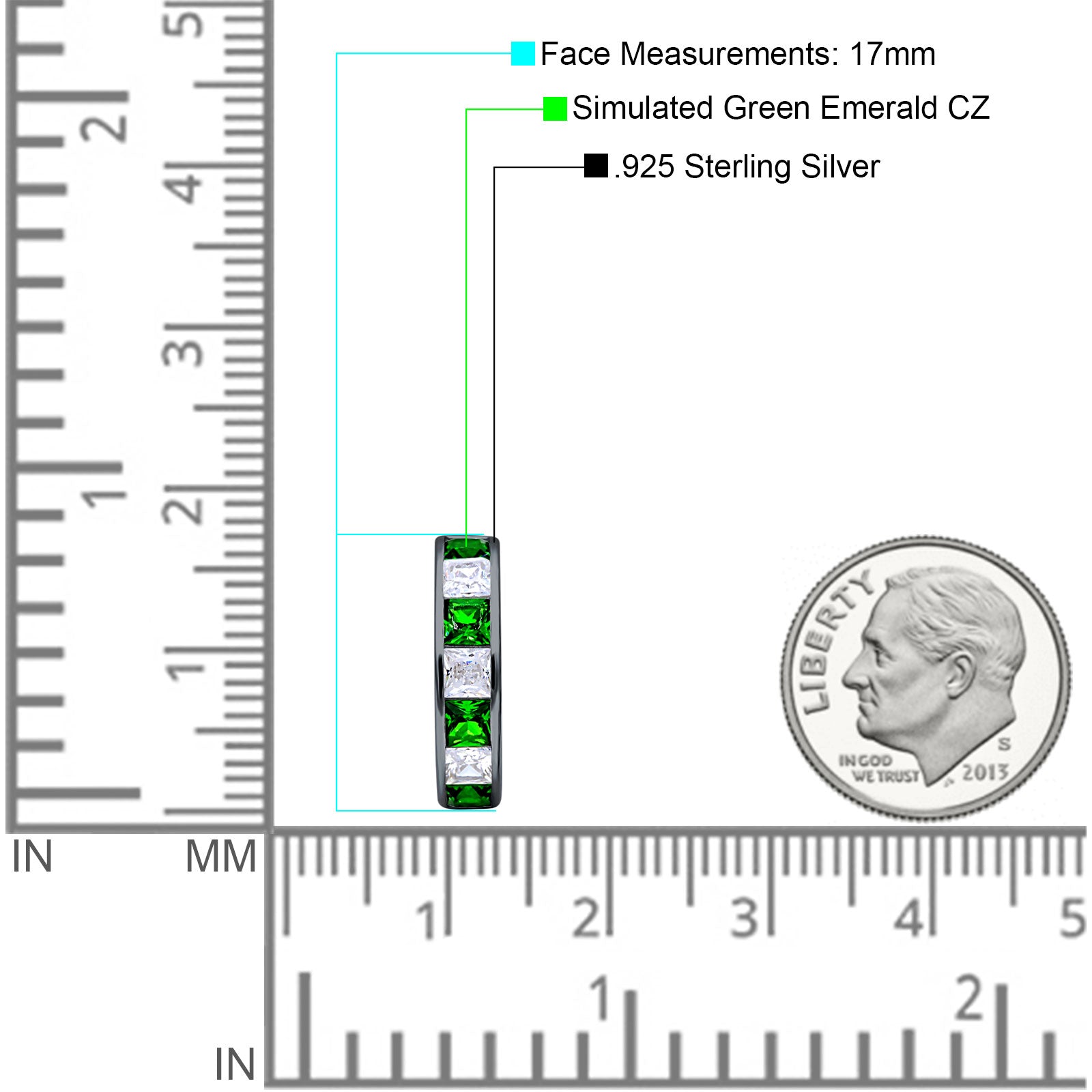 Minimalist Princess Huggie Hoop Earrings Cubic Zirconia 925 Sterling Silver