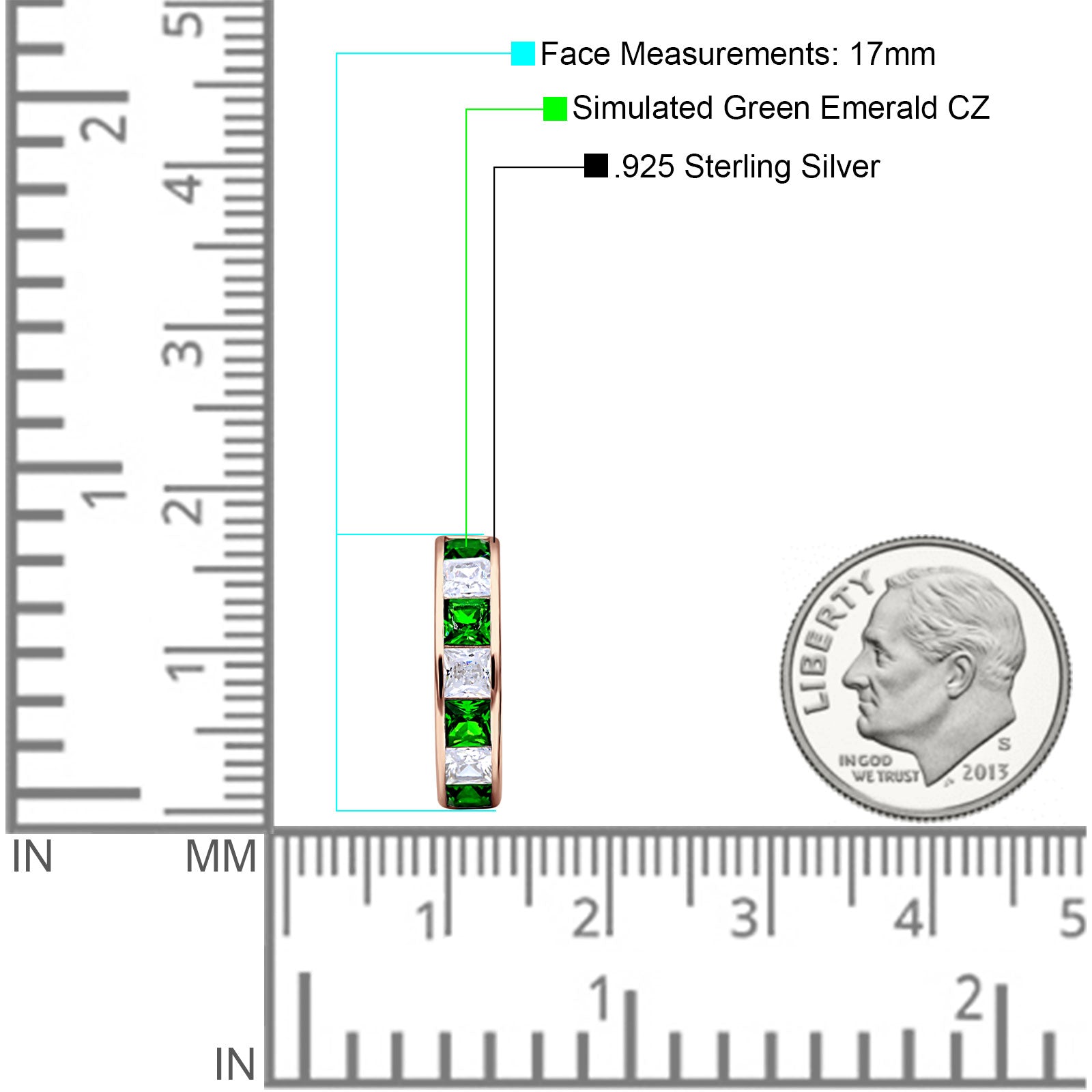 Minimalist Princess Huggie Hoop Earrings Cubic Zirconia 925 Sterling Silver