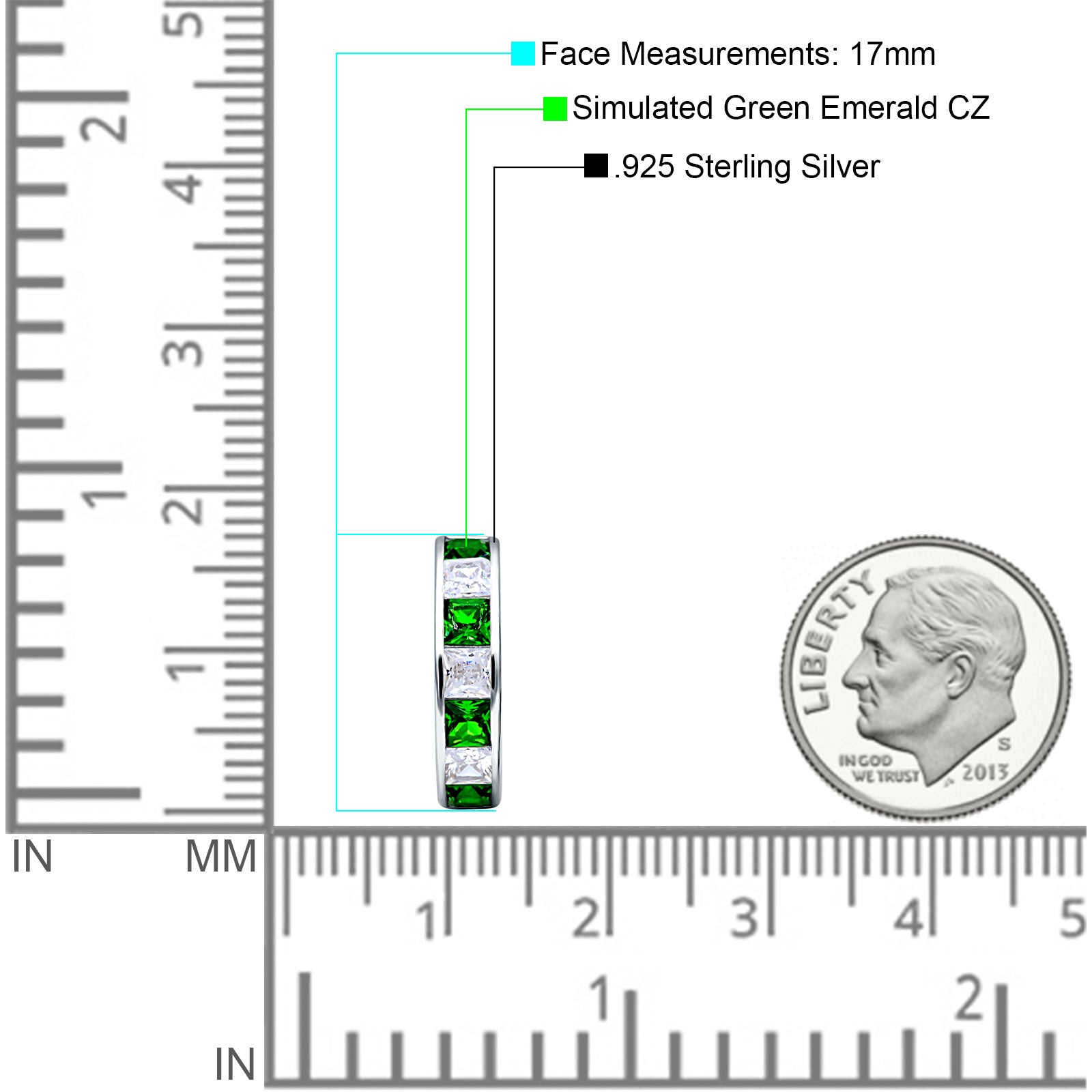 Minimalist Princess Huggie Hoop Earrings Cubic Zirconia 925 Sterling Silver