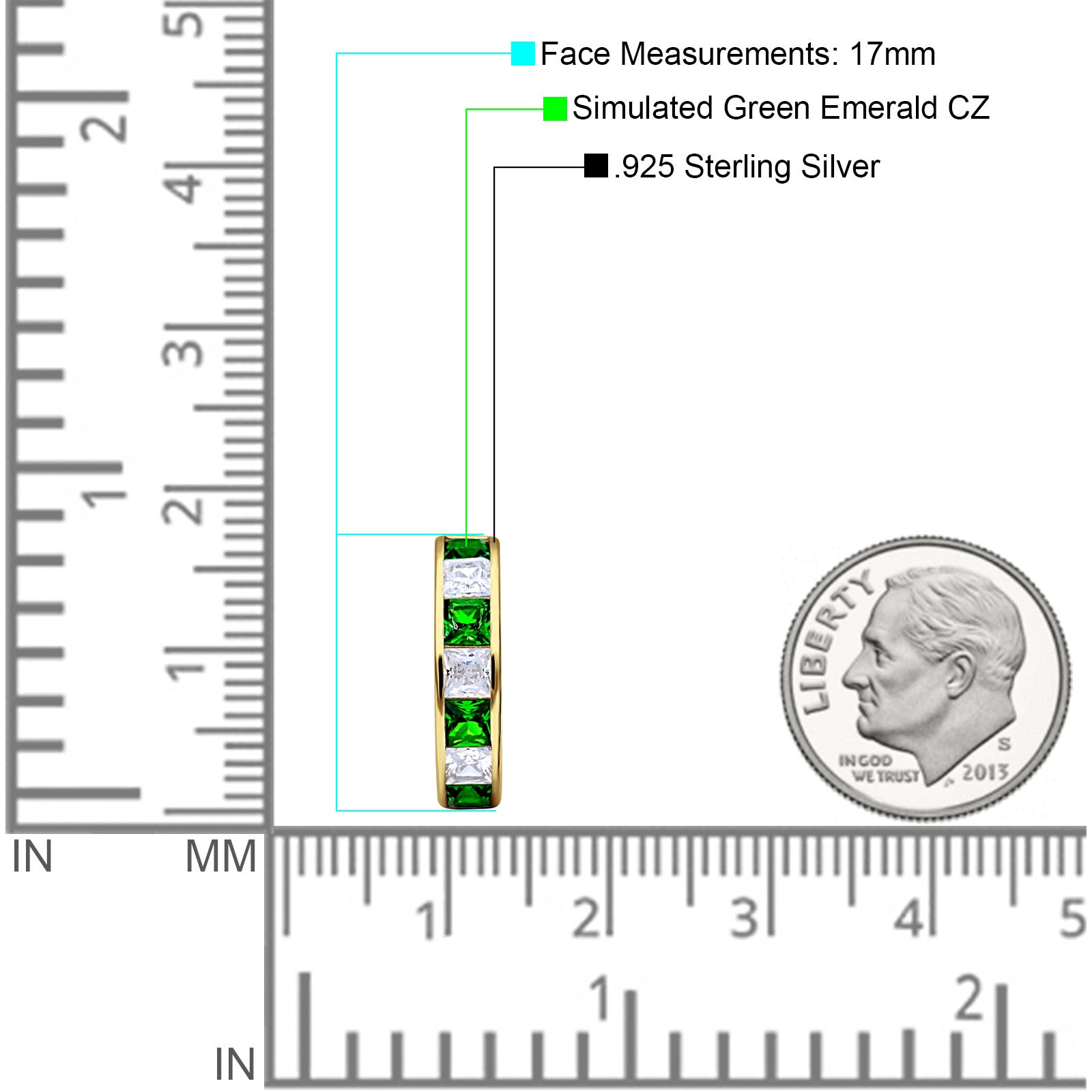 Minimalist Princess Huggie Hoop Earrings Cubic Zirconia 925 Sterling Silver