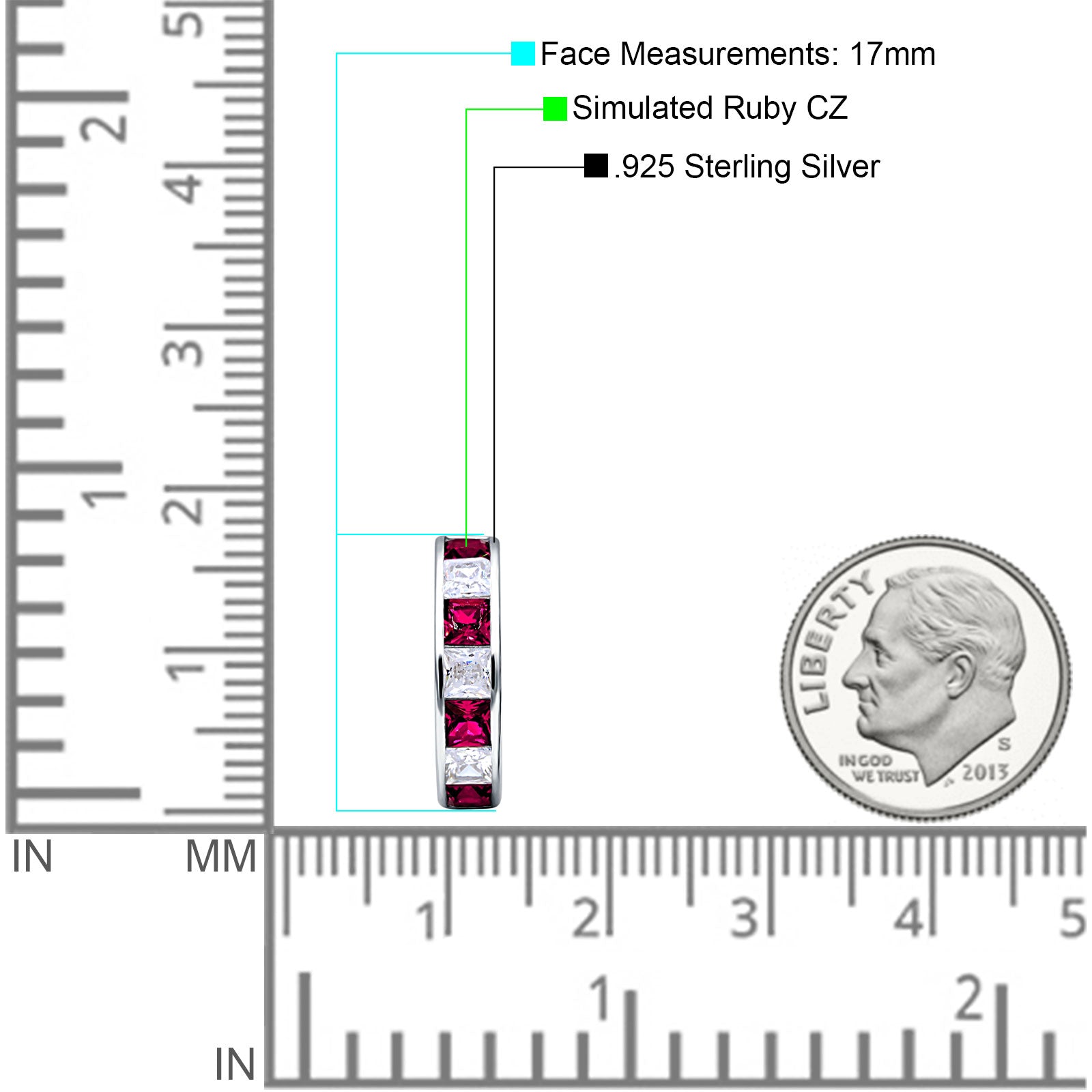 Minimalist Princess Huggie Hoop Earrings Cubic Zirconia 925 Sterling Silver