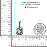 Halo Octagonal Earrings Cubic Zirconia 925 Sterling Silver