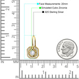 Halo Octagonal Earrings Cubic Zirconia 925 Sterling Silver