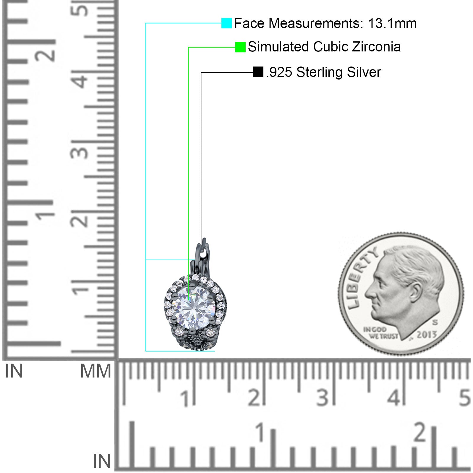 Halo Round Huggie Hoop Earrings Cubic Zirconia 925 Sterling Silver