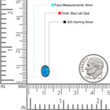 Art Deco Oval Stud Earring Created Opal Solid 925 Sterling Silver (8mm)