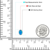 Art Deco Oval Stud Earring Created Opal Solid 925 Sterling Silver (8mm)