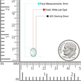 Art Deco Oval Stud Earring Created Opal Solid 925 Sterling Silver (8mm)