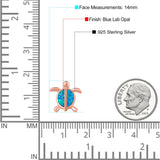 Turtle Stud Earring Created Opal Solid 925 Sterling Silver (14mm)