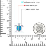 Turtle Stud Earring Created Opal Solid 925 Sterling Silver (14mm)