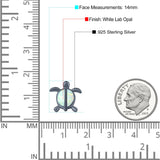 Turtle Stud Earring Created Opal Solid 925 Sterling Silver (14mm)