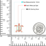Turtle Stud Earring Created Opal Solid 925 Sterling Silver (14mm)