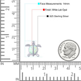 Turtle Stud Earring Created Opal Solid 925 Sterling Silver (14mm)