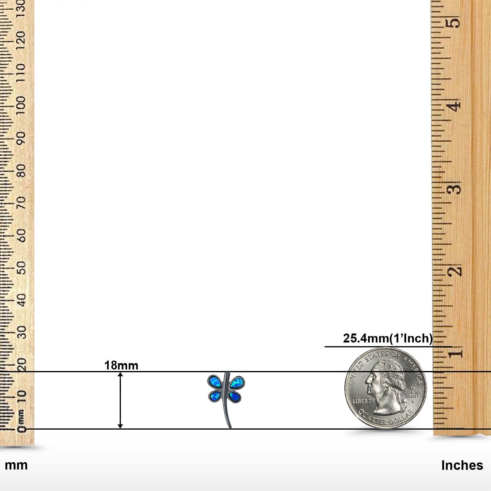 Firefly Stud Earring Lab Created Opal 925 Sterling Silver (18mm)