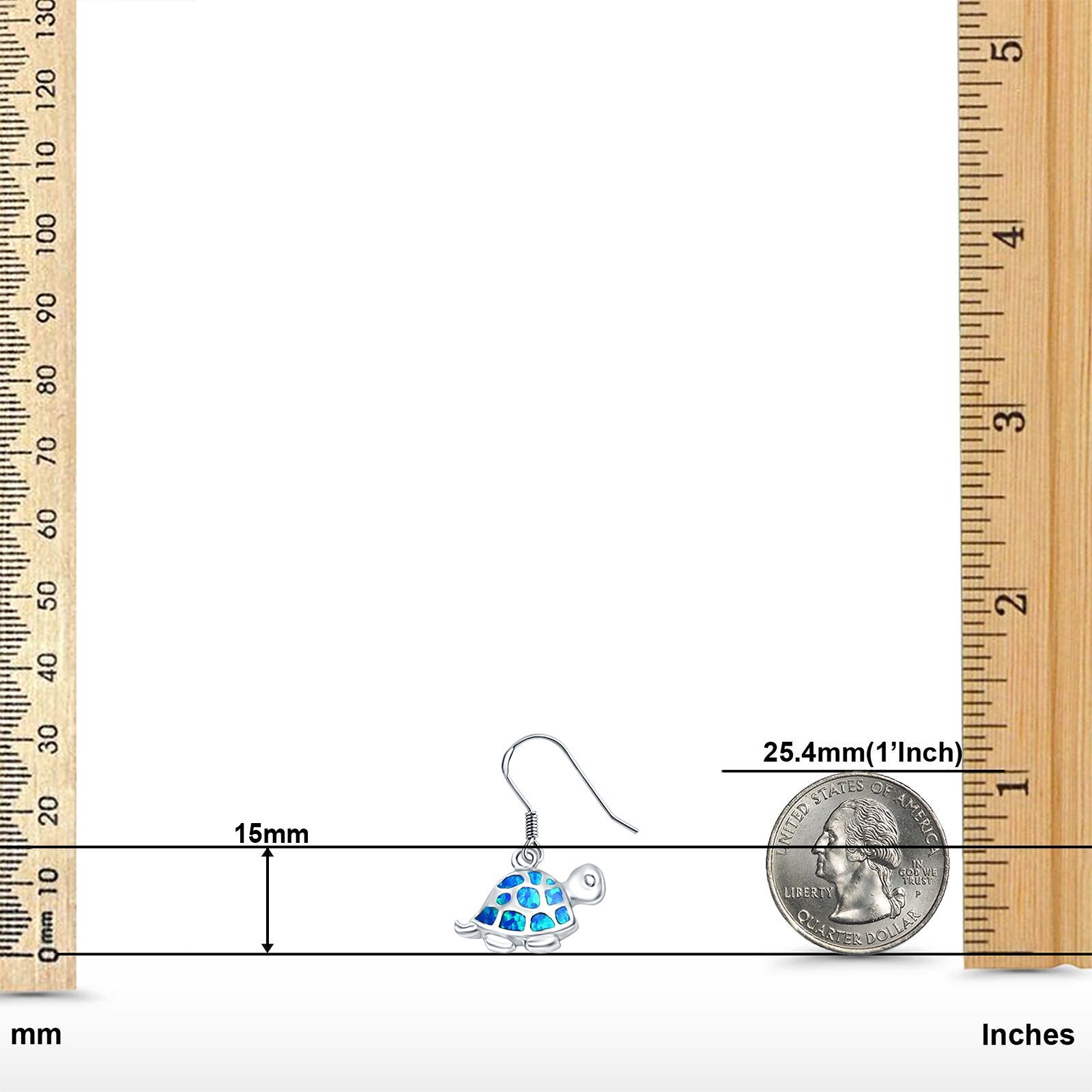 Drop Dangle Turtle Earrings Created Opal 925 Sterling Silver(15mm)