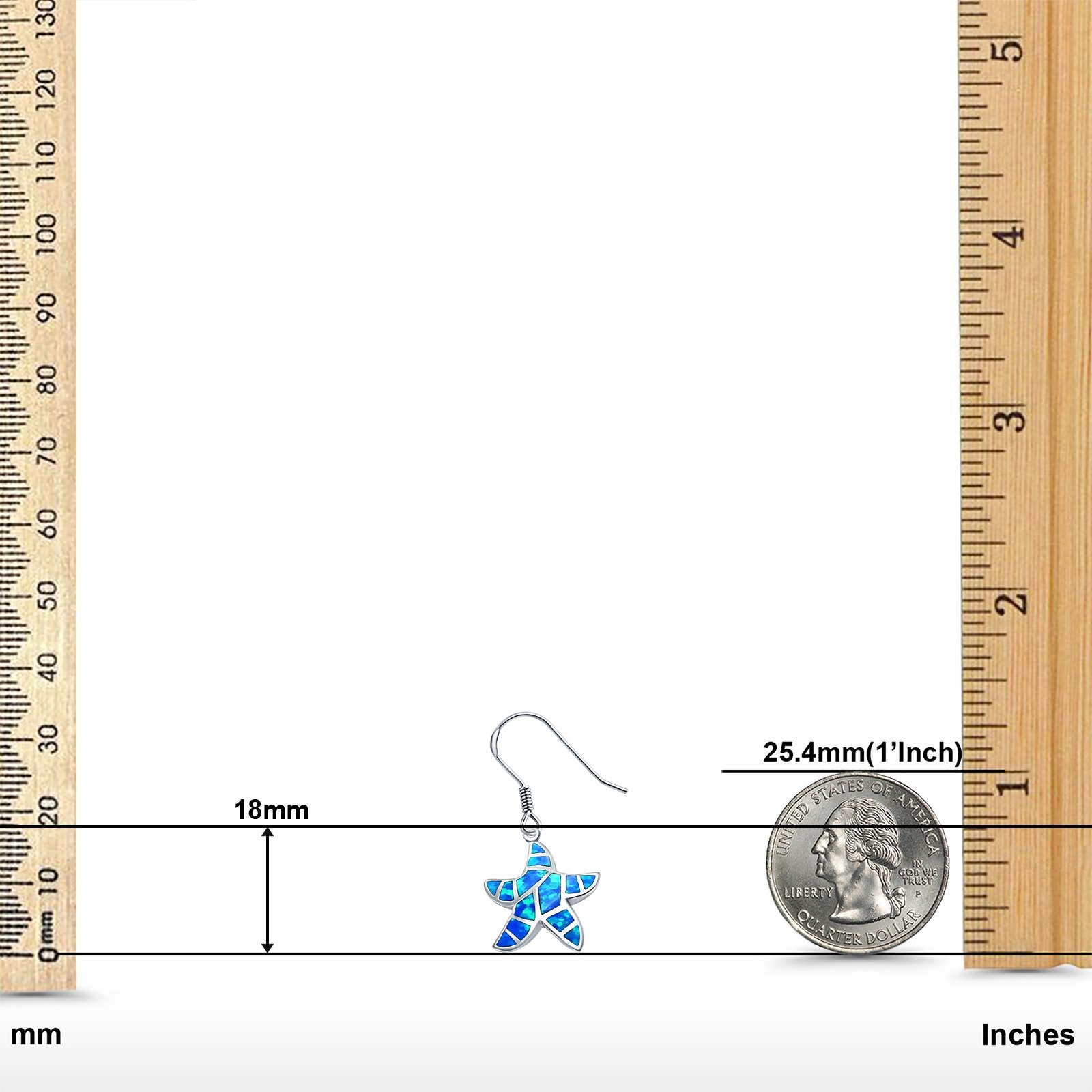 Drop Dangle Starfish Earrings Created Opal 925 Sterling Silver(18mm)