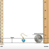 Drop Dangle Heart Earrings Created Opal 925 Sterling Silver(14mm)