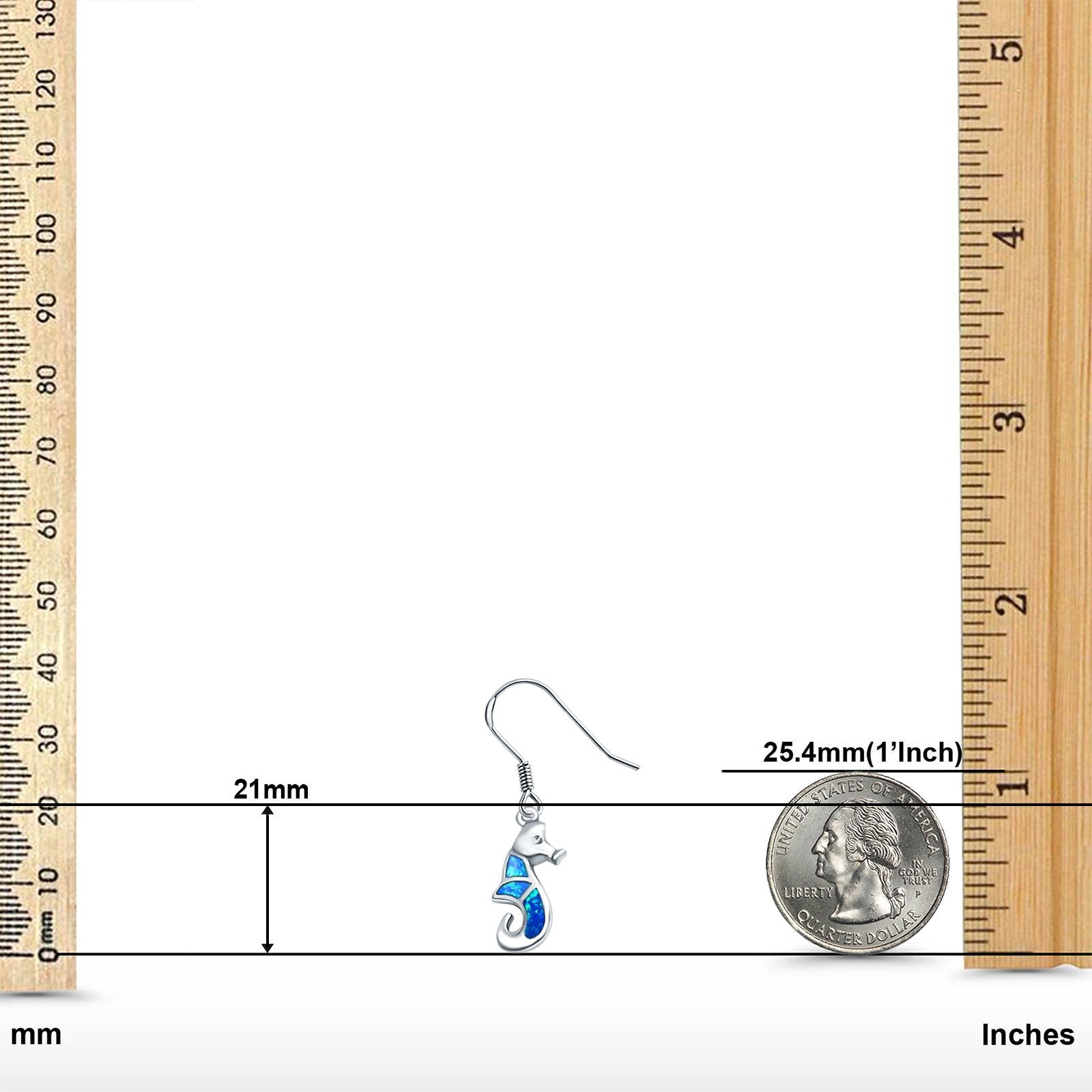Drop Dangle Seahorse Earrings Lab Created Opal 925 Sterling Silver(21mm)