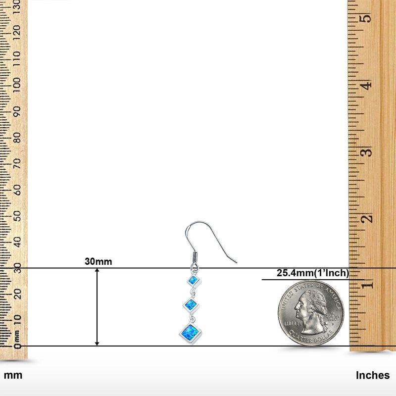 Drop Dangle Earrings Created Opal 925 Sterling Silver (30mm)