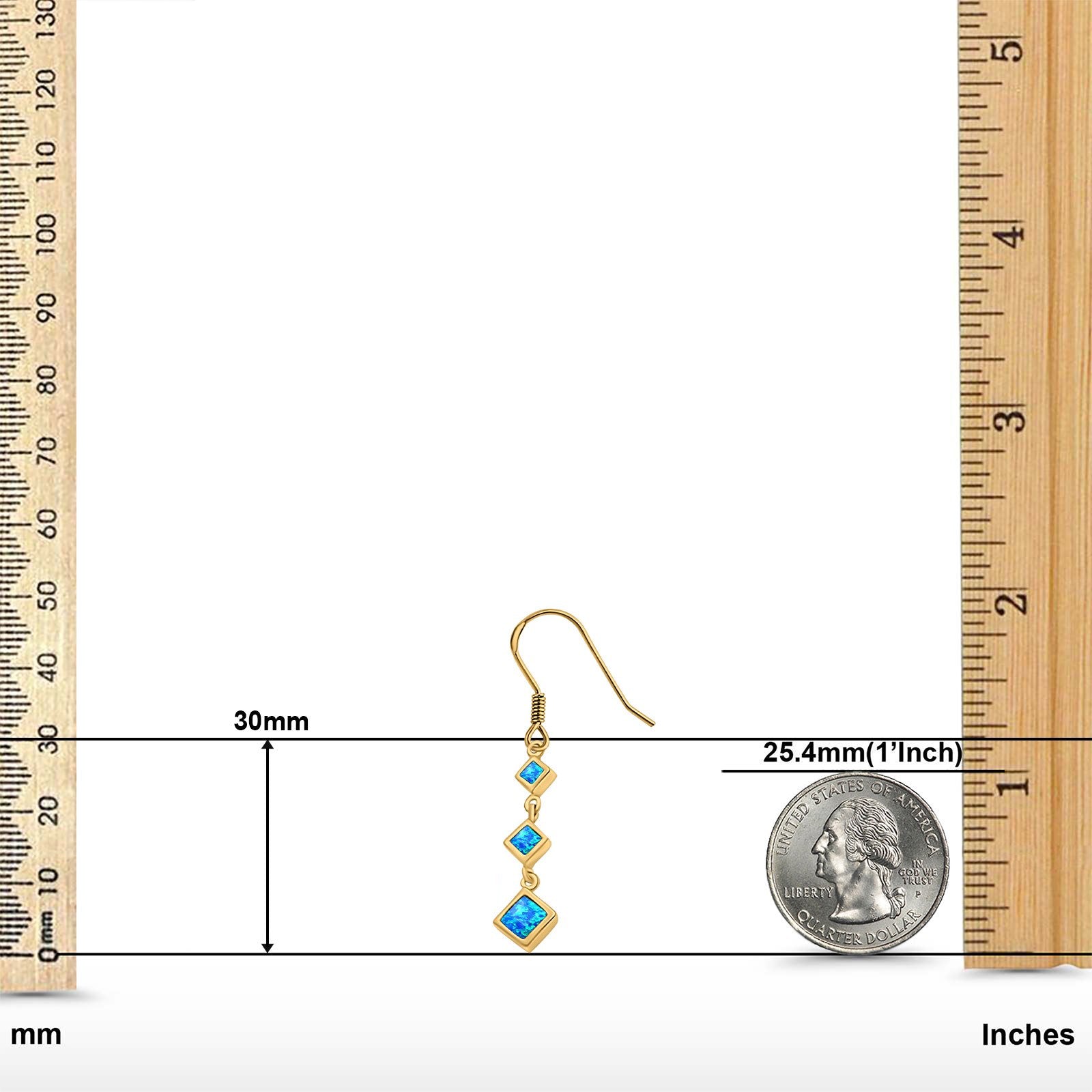 Drop Dangle Earrings Created Opal 925 Sterling Silver (30mm)