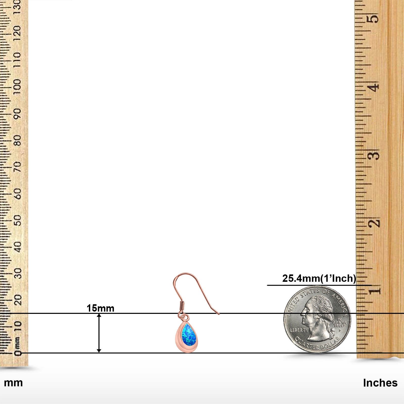 Drop Dangle Pear Earrings Created Opal 925 Sterling Silver(15mm)