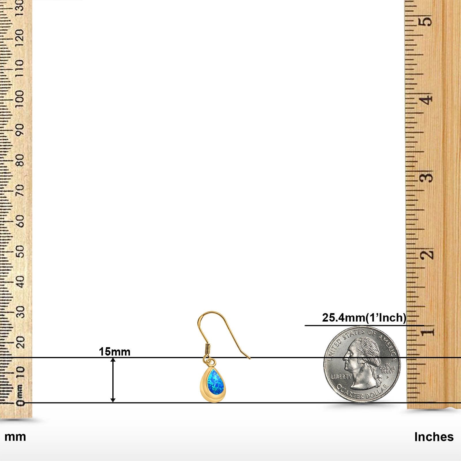 Drop Dangle Pear Earrings Created Opal 925 Sterling Silver(15mm)