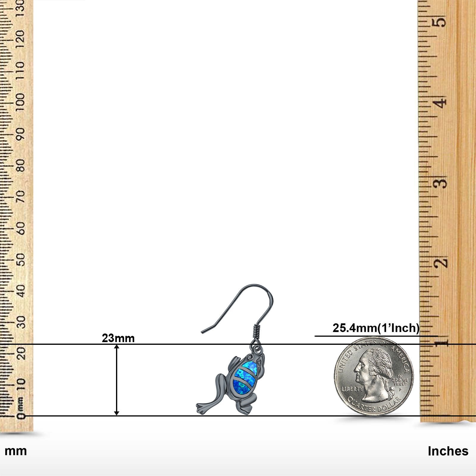 Drop Dangle Frog Earrings Created Opal 925 Sterling Silver(23mm)