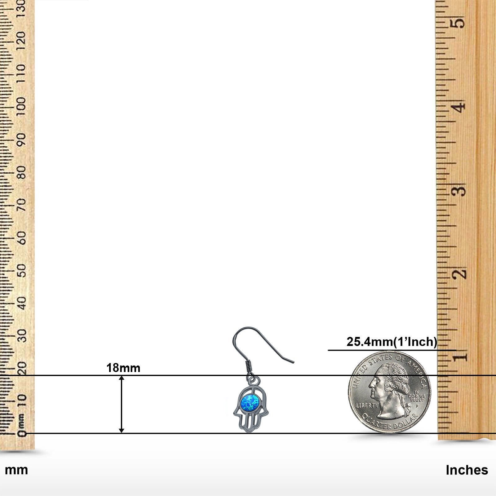 Drop Dangle Hand of God Earrings Created Opal 925 Sterling Silver(18mm)