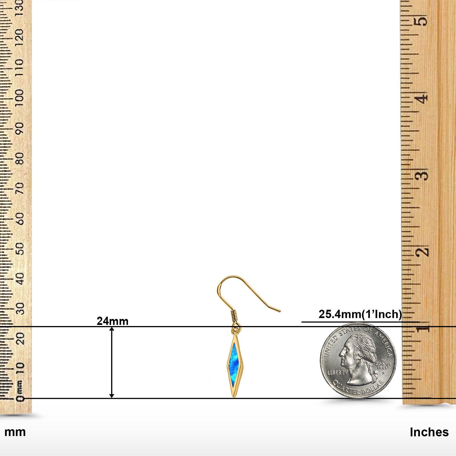 Drop Dangle Earrings Created Opal 925 Sterling Silver(24mm)