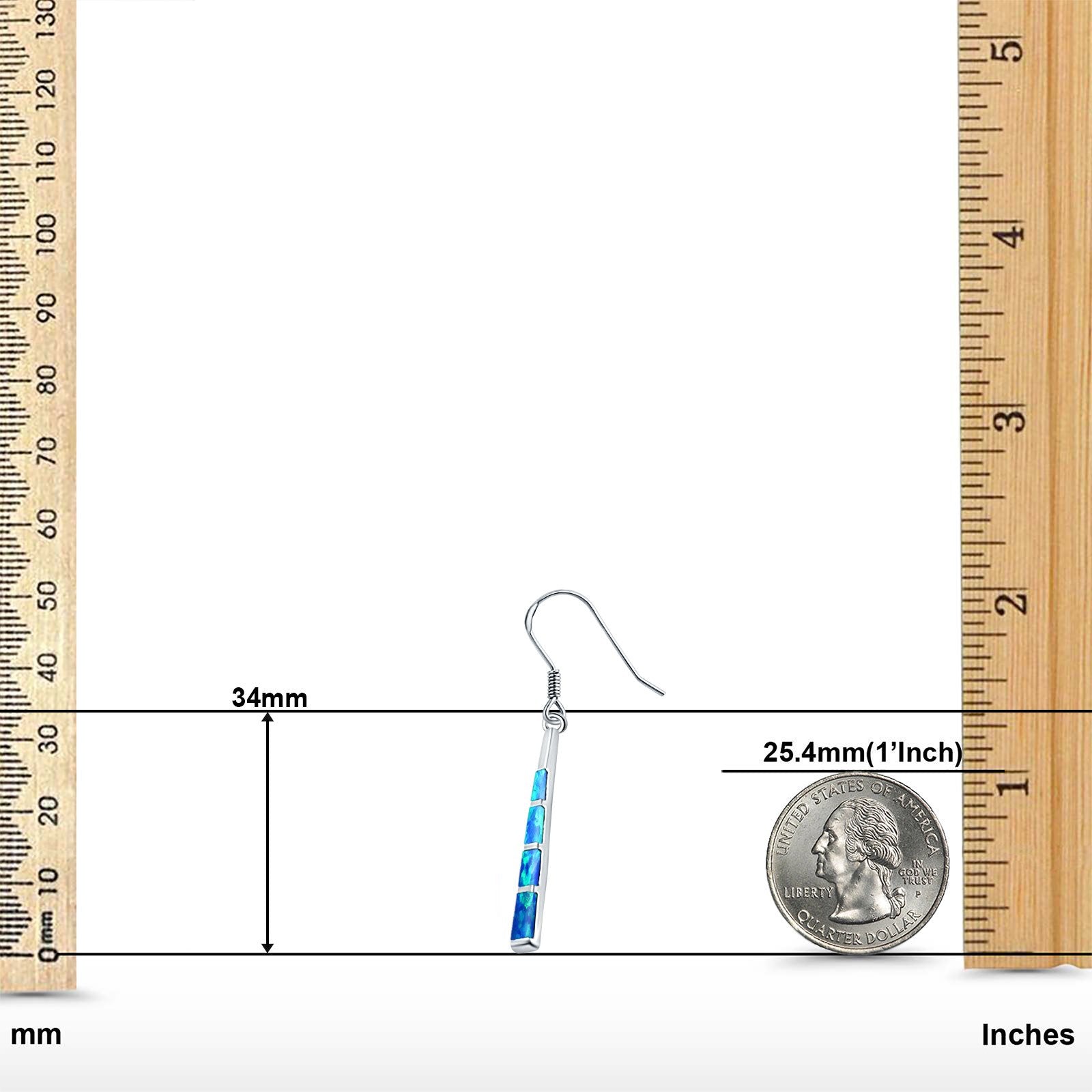 Drop Dangle Earrings Created Opal 925 Sterling Silver(34mm)