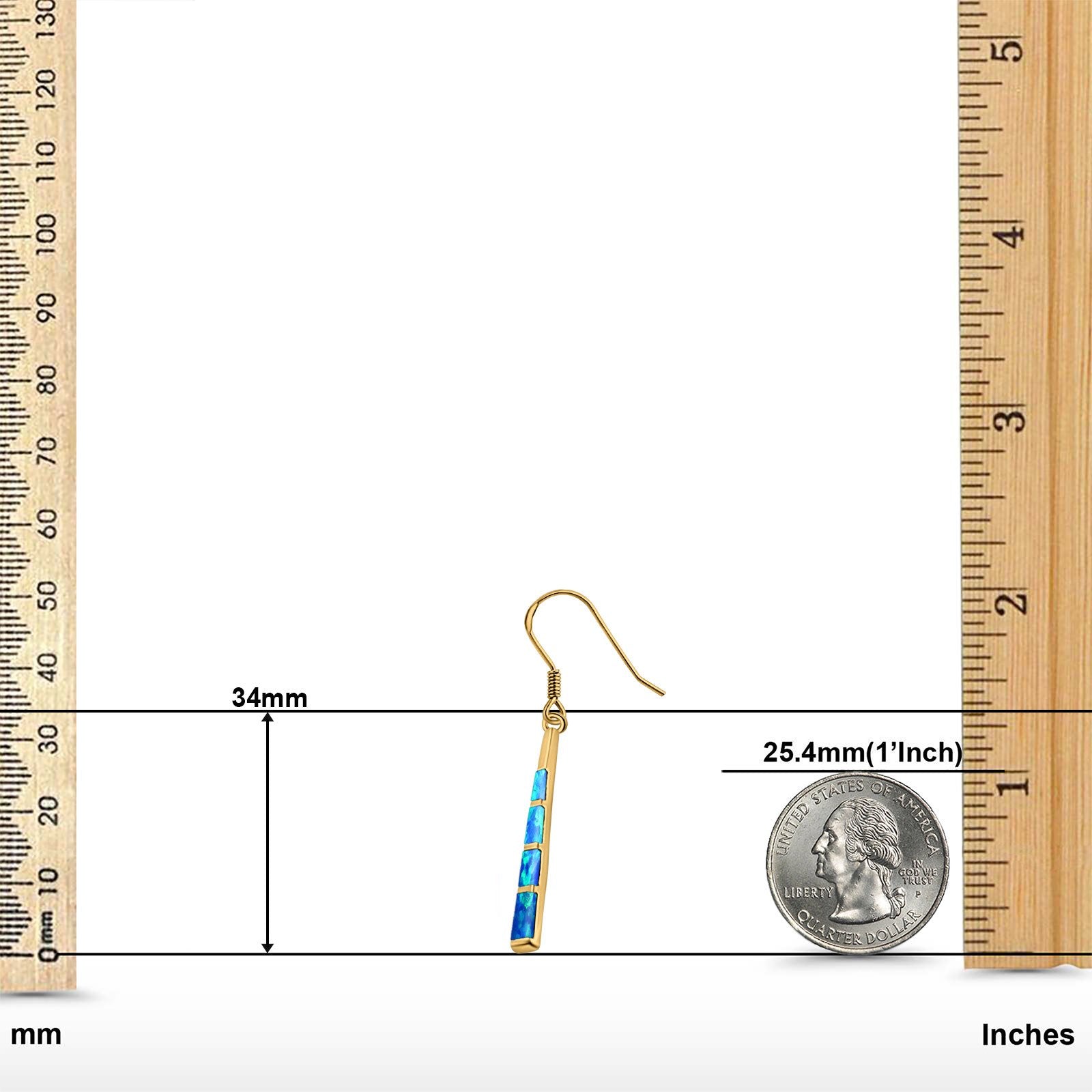 Drop Dangle Earrings Created Opal 925 Sterling Silver(34mm)