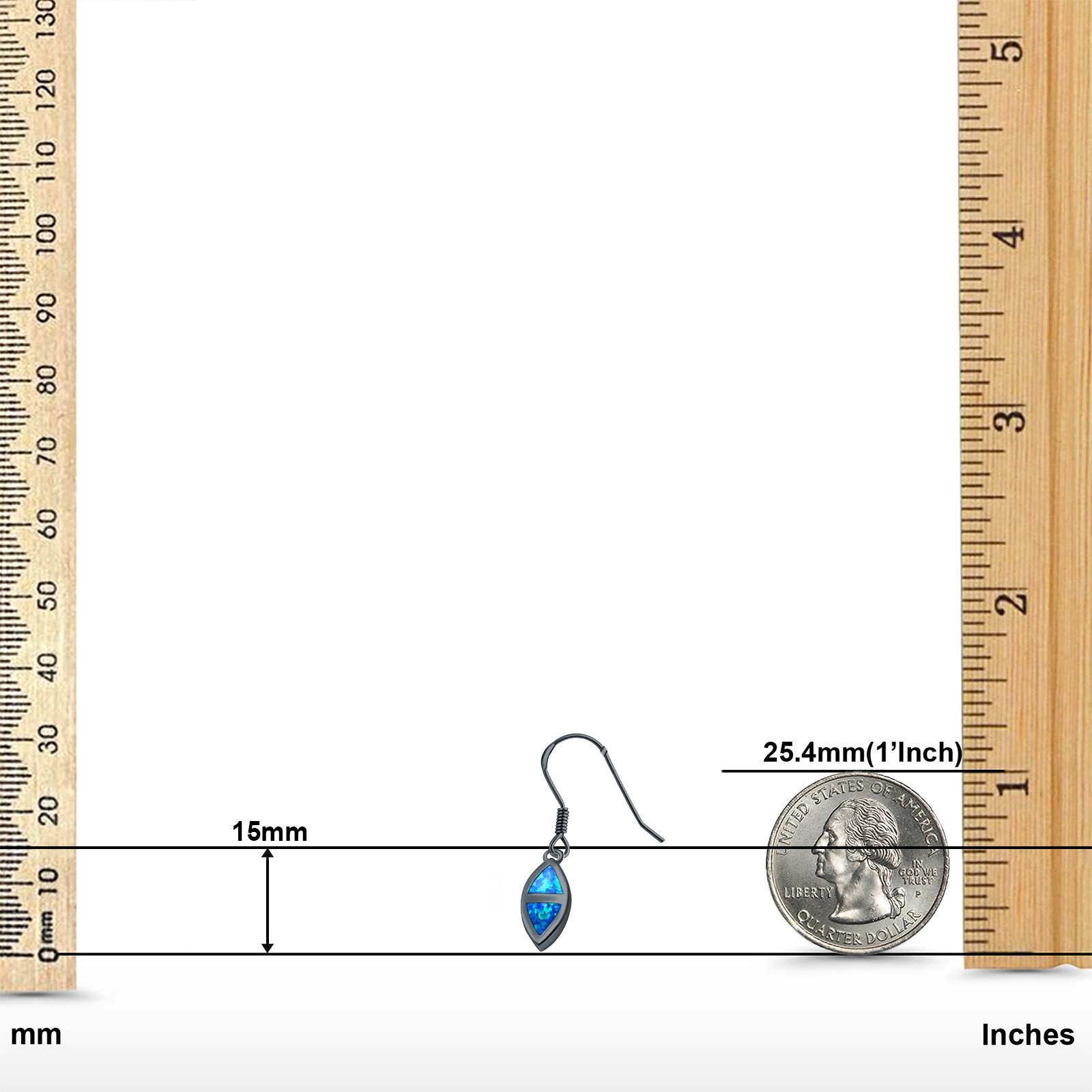 Drop Dangle Earrings Created Opal 925 Sterling Silver(15mm)