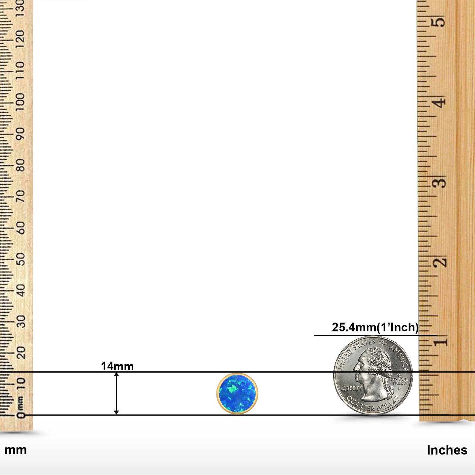 Stud Earrings Lab Created Opal 925 Sterling Silver (14mm)