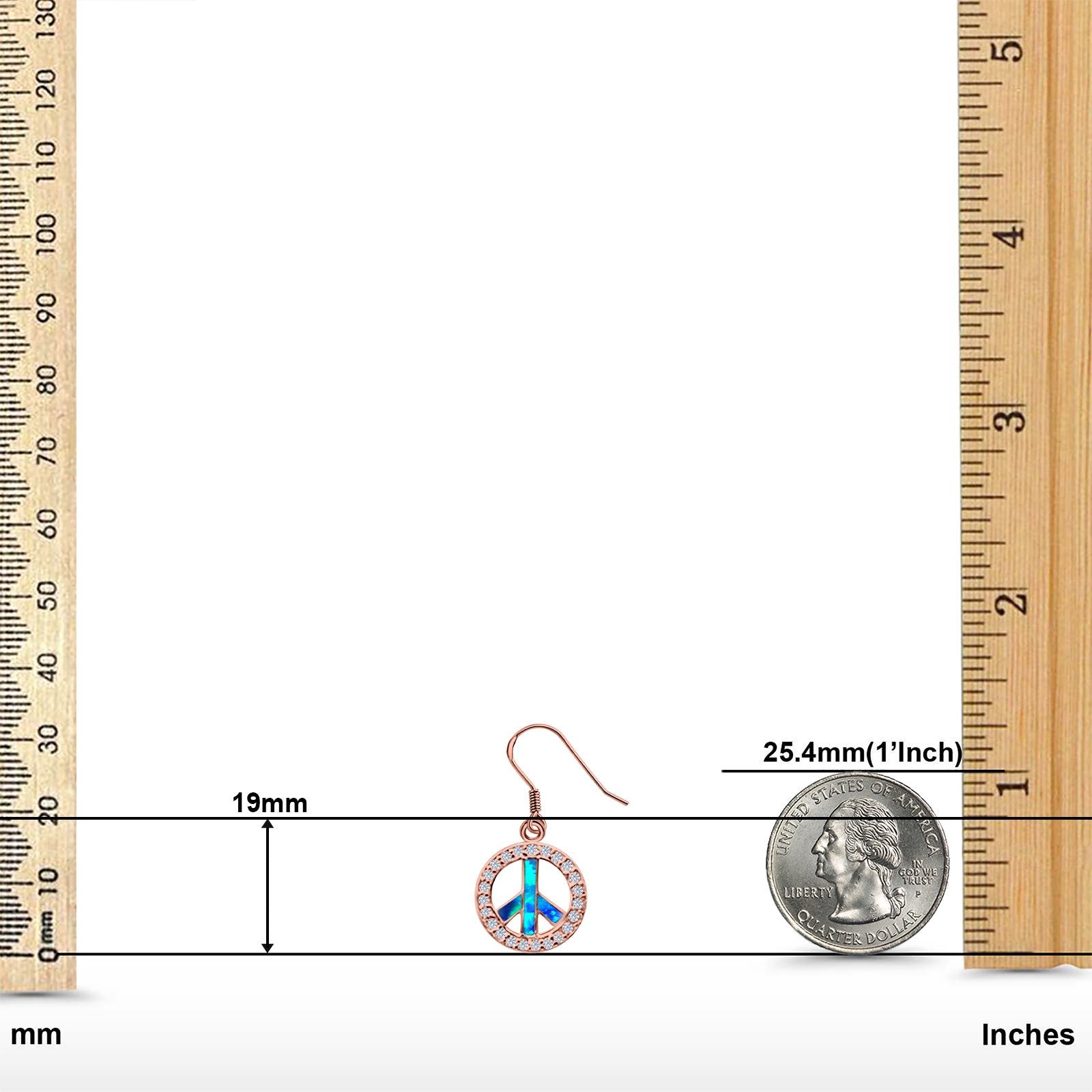 Drop Dangle Round Earrings Created Opal 925 Sterling Silver(19mm)