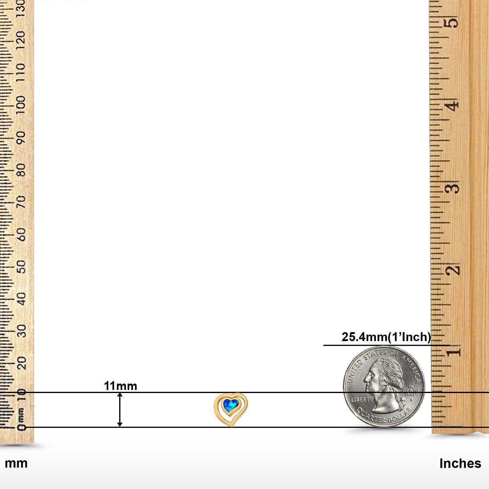 Heart Stud Earrings Lab Created Opal 925 Sterling Silver (11mm)
