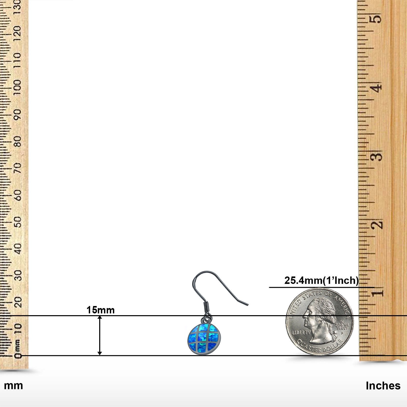 Drop Dangle Round Earrings Created Opal 925 Sterling Silver(15mm)