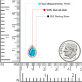 Halo Pear Stud Earring Simulated Cubic Zirconia Created Opal Solid 925 Sterling Silver (11mm)