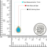 Halo Pear Stud Earring Simulated Cubic Zirconia Created Opal Solid 925 Sterling Silver (11mm)