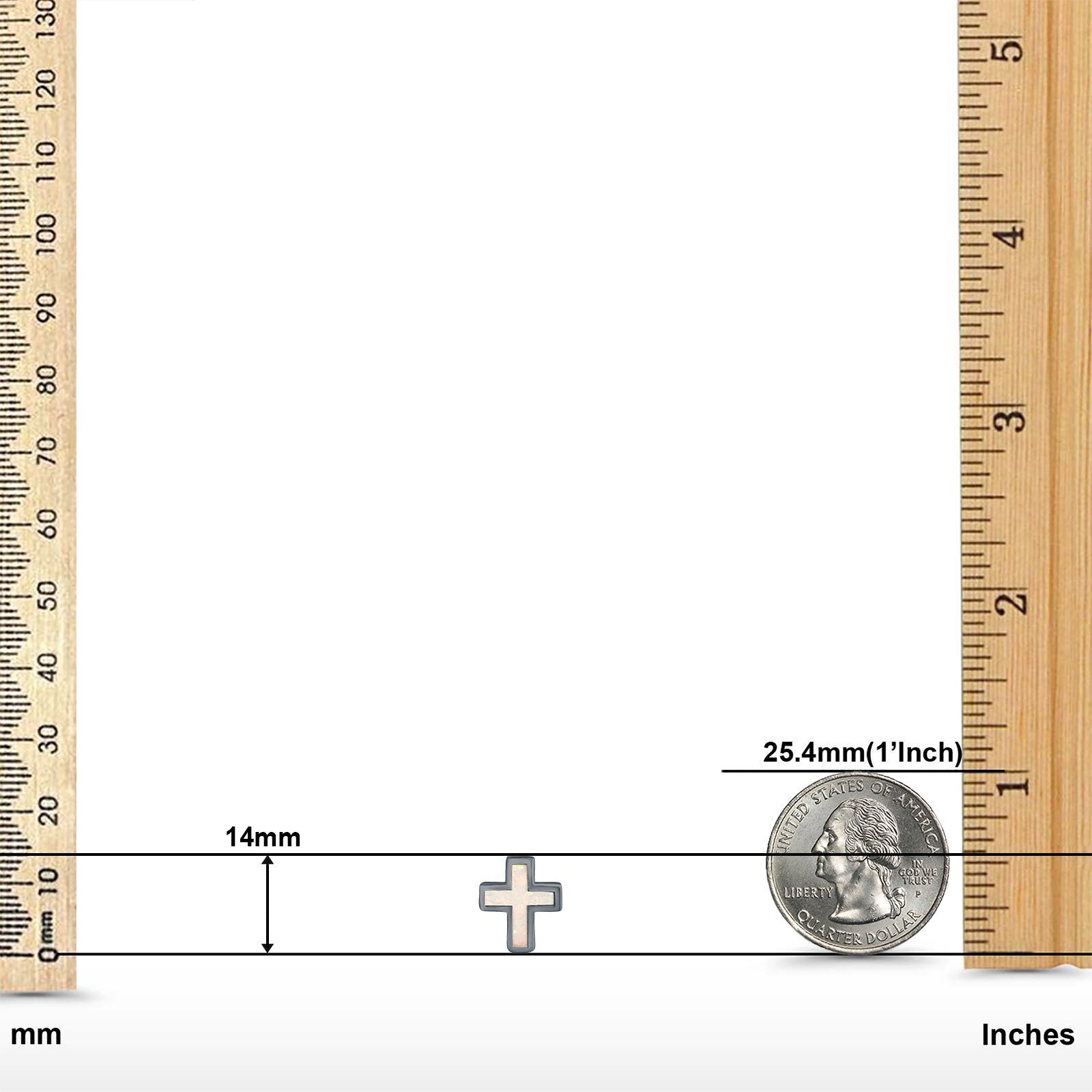 Cross Stud Earrings Lab Created Opal 925 Sterling Silver (14mm)