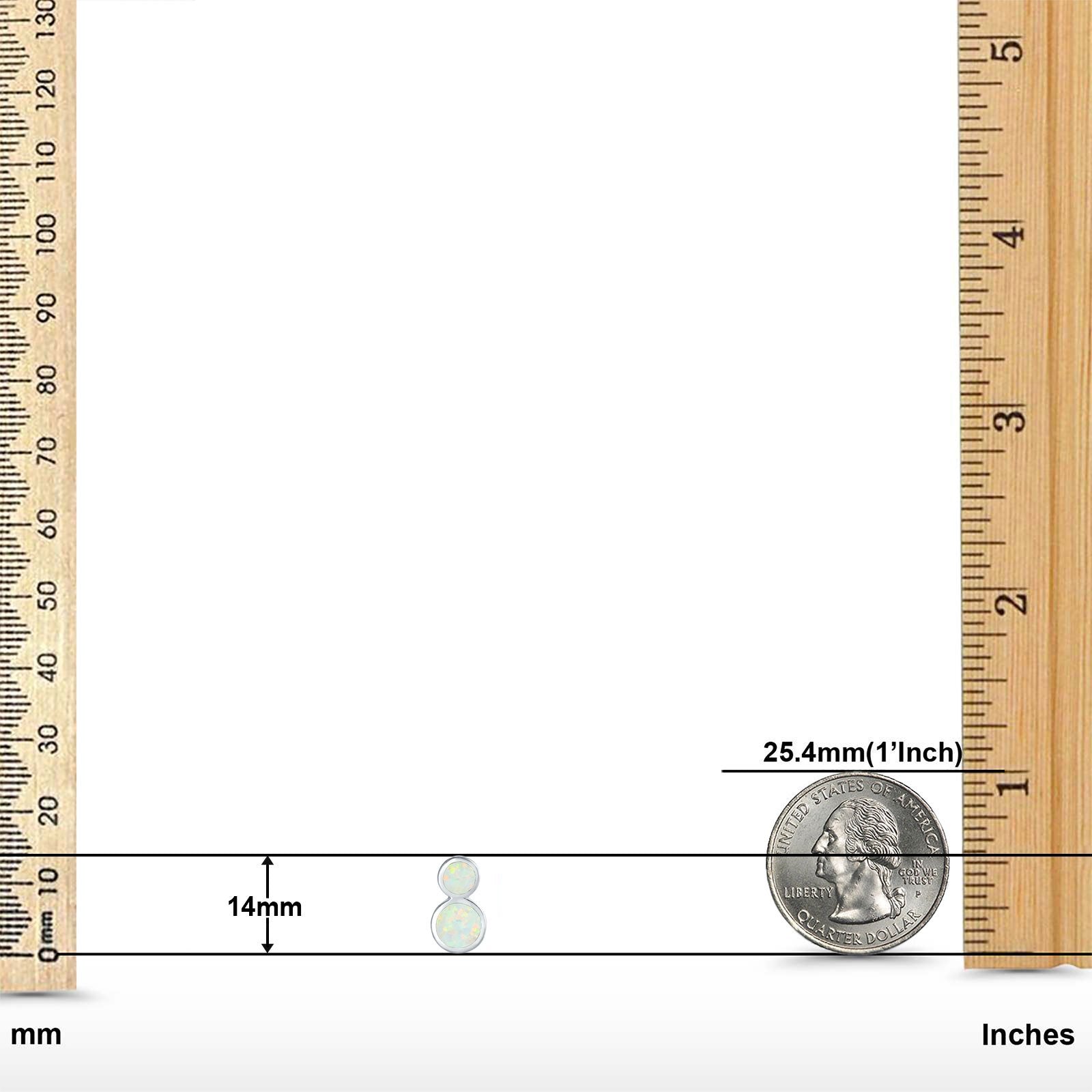 Fashion Ball Design Stud Earrings Created Opal 925 Sterling Silver (14mm)